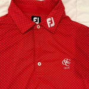 FootJoy - Club Logo Red Polka Dot Men's Golf Shirt